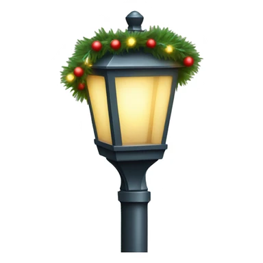 A realistic street lamp wrapped in Christmas garland sticker