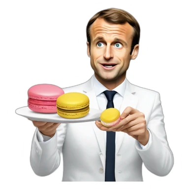 Emmanuel Macron qui mange un macaron sticker