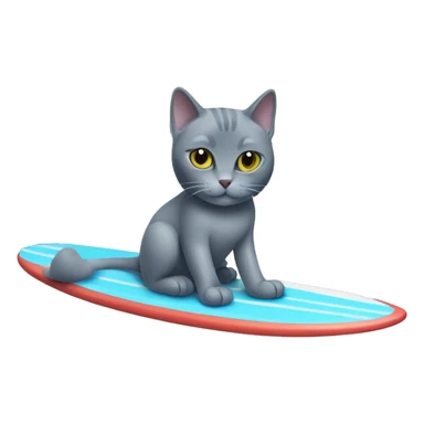 Russian blue cat on a surfboard  sticker