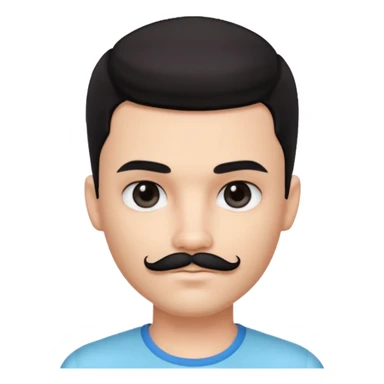 pretty handsome bratz man, with black black black eyes,  square black mustache short dar, pale skin, defined jawlines sticker