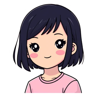 Super Blushed girl with black hair and pink highlights in her hair sticker
