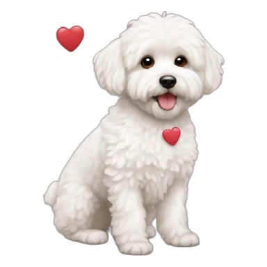 a white maltipoo hearts around sticker