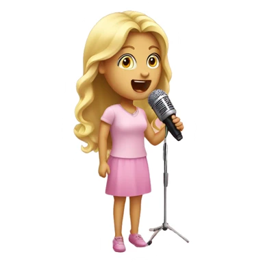 A  blond girl singing at a pink microfon sticker
