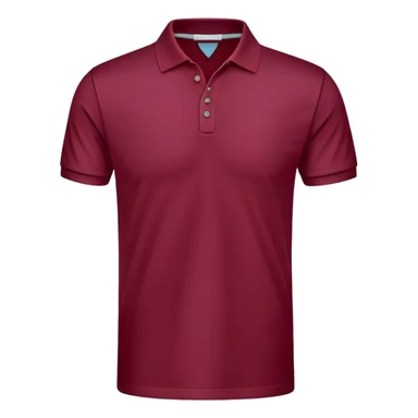 wine red cotton polo shirt with V-neck, no background, only the clothing item sticker