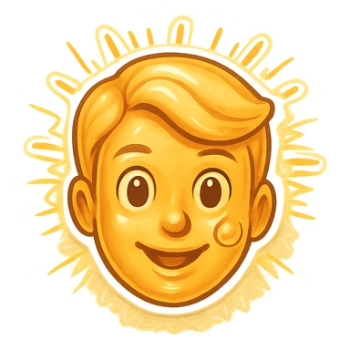 Make the character more round and closely resemble the classic yellow emoji face, keep the telepathic brain powers and glowing effect, no text, no background. sticker