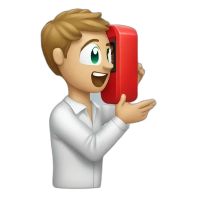 person pressing a big red buzzer button sticker