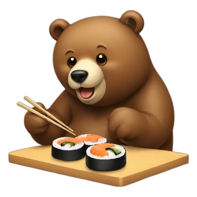 Bear Eating Sushi sticker