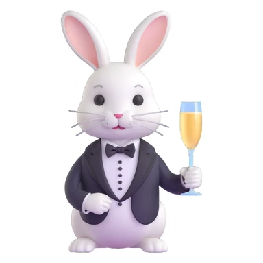 sophisticated bunny in tuxedo holding champagne flute sticker
