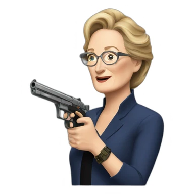meryl streep with a gun sticker