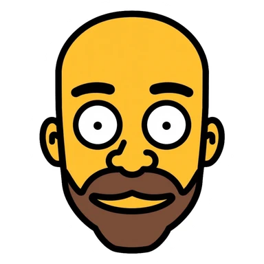 Omar Simpson character with bald head, round eyes, and stubble beard sticker