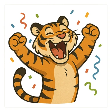 tiger celebrating, variation 1 sticker