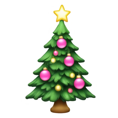 pretty green christmas tree with pink lights sticker