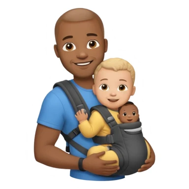 Black dad with mixed raced baby in carrier sticker