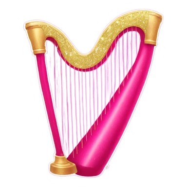 Hot Pink harp with glitter sticker
