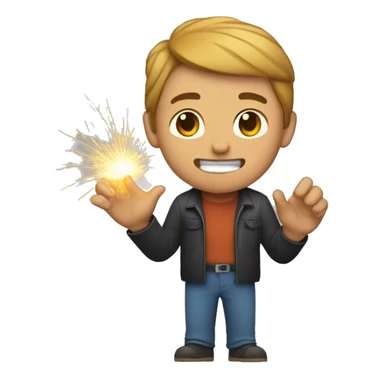 A man with sparks in his hand sticker