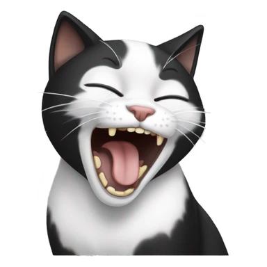 Black and white cat yawning  sticker