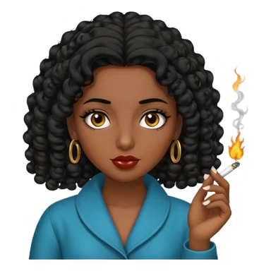 Arab curly thick hair girl smoking a zoot sticker