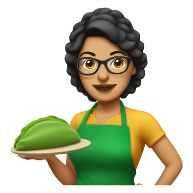 mexican lady green apron  with glasses cooking tacos sticker