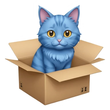 blue cat in box sticker