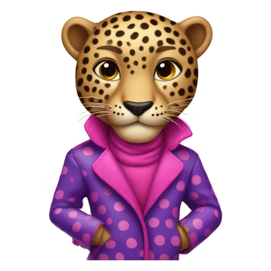 leopard with a bright purple coat and pink polka dots sticker
