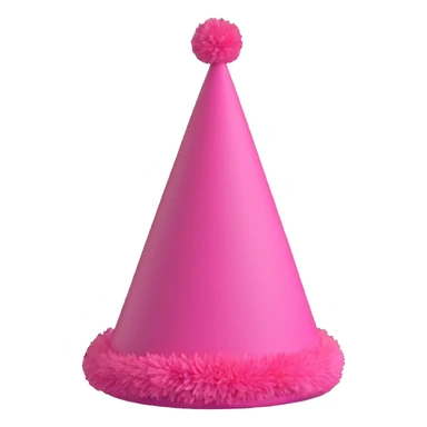pink party hat with a pompom sticker
