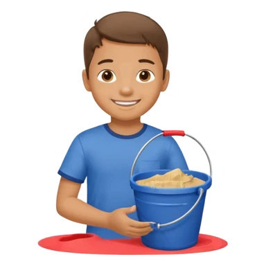 kid with sand bucket sticker