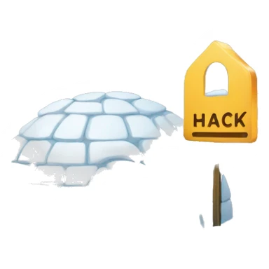igloo with hack sign on it sticker