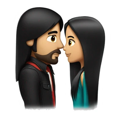 White guy with black hair kissing Mexican girl with black straight hair sticker