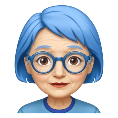 old lady with blue hair, wearing glasses  sticker