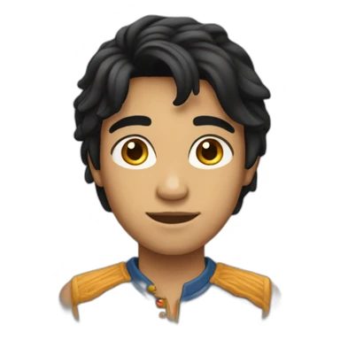 At the age of fourteen, he boasts black hair, resembling an Indian, with fair skin. sticker