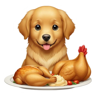 Dog with chicken sticker