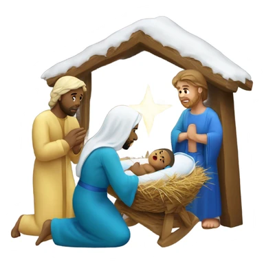 Manger scene with baby Jesus, Joseph and Mary sticker