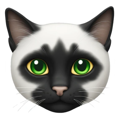 Create a cat with Green eyes and black Haar and white dreckelst sticker