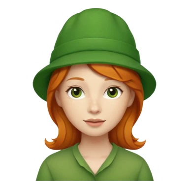 cute ginger woman with a green artist hat sticker