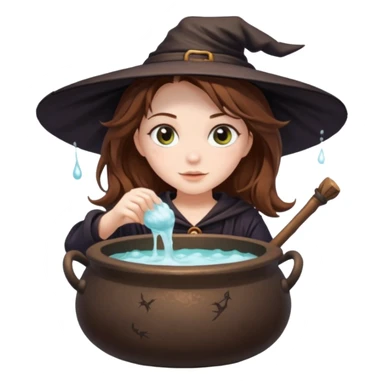 Witch Girl İn A Cauldron mixing Soapy Water sticker