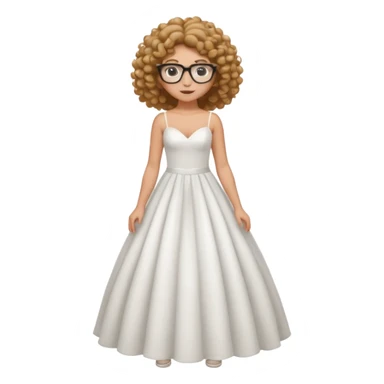 Chica blanca, pelo rizado, gafas, vestido novia playa cuerpo entero sticker