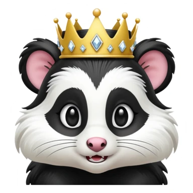 Spunky skunk wearing a princess crown sticker