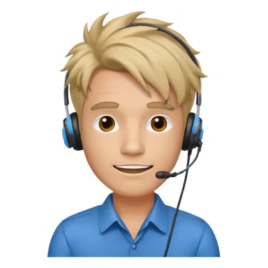 Male Customer Service Agent with funky hair sticker