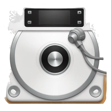 A white circular music player sticker