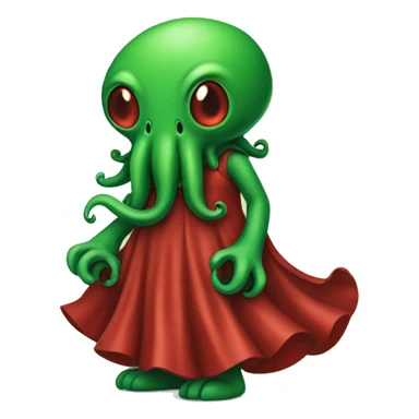 green Cthulhu  wearing red dress sticker