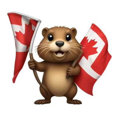 a beaver holding canadian flag sticker