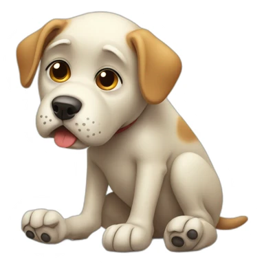 sad dog itching using leg sticker