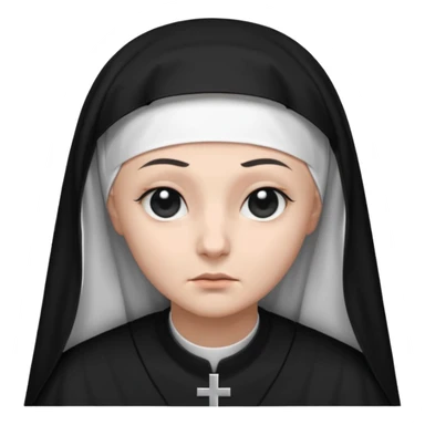 nun emoji. black and white cloth. black veil. war tone sticker