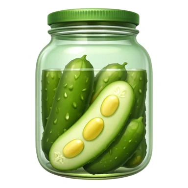 one single pickle inside a glass jar sticker