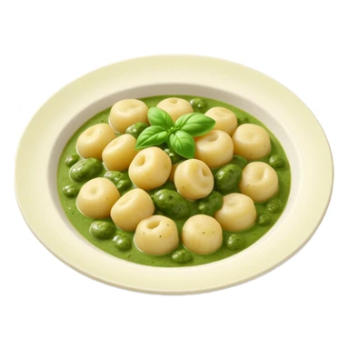 gnocchi covered in green sauce  sticker