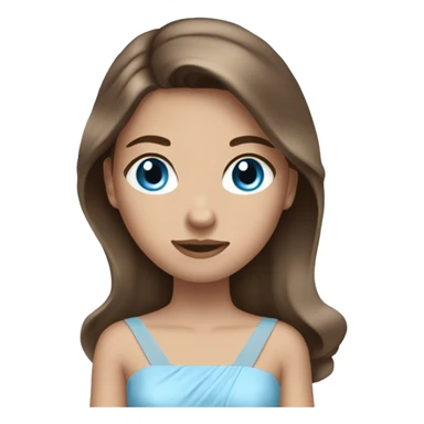 girl with blue eyes brown hair wearing light blue prom dress sticker