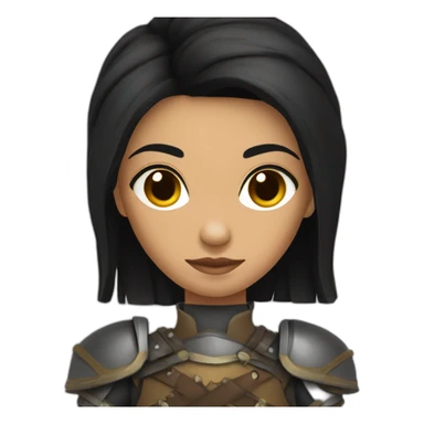 warrior woman black hair mediaval sword sticker