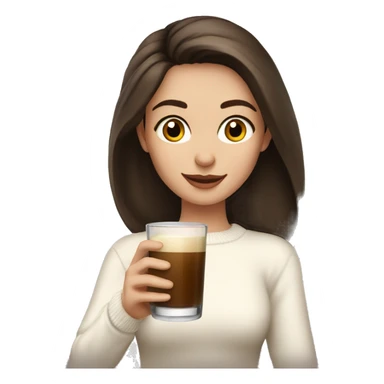 A brunette girl in a white sweater holding a glass of baileys  sticker