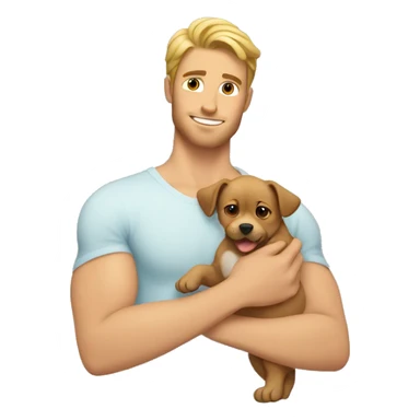 hot white guy holding a puppy with abs sticker