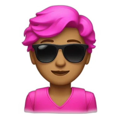 A cool person with black sunglasses and hot pink clothes sticker